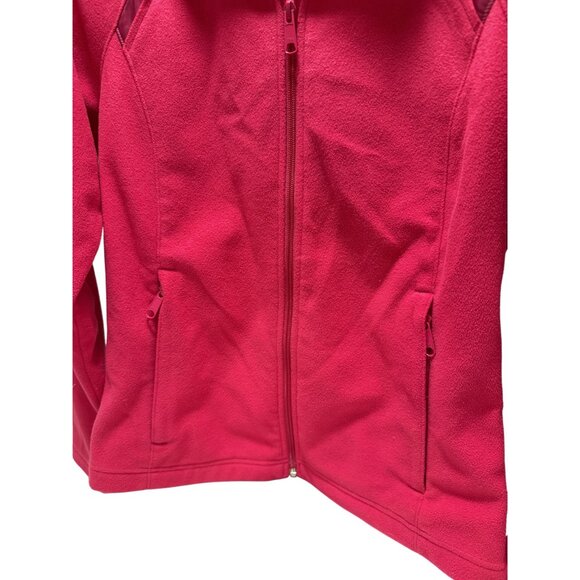 Columbia Size Medium Pink Zip Up Hood Pocket Fleece Athletic Jacket - Picture 3 of 6